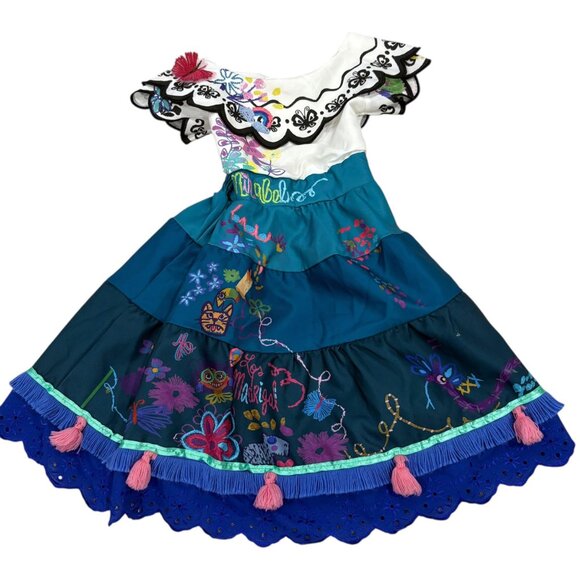 Disney Encanto Mirabel Dress Kids Size 4 Tiered Skirt & Ruffle Sleeve Embroidery - Picture 1 of 4